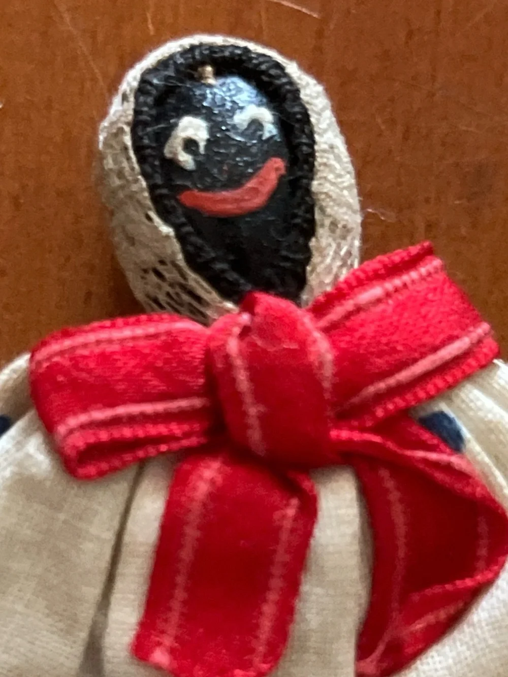Antique Folk Art Souvenir Doll Seed Faced Sack Doll Black Americana Collectible